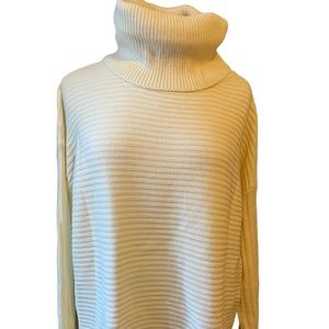 Cream cowl neck oversized ribbed lightweight tunic sweater, size S, NWOT